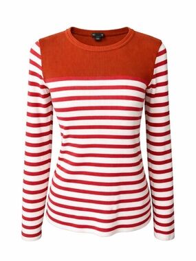 J.Crew Stripe Rib‎ Knit Top Red White Colorblock Preppy Coastal Chic-Small